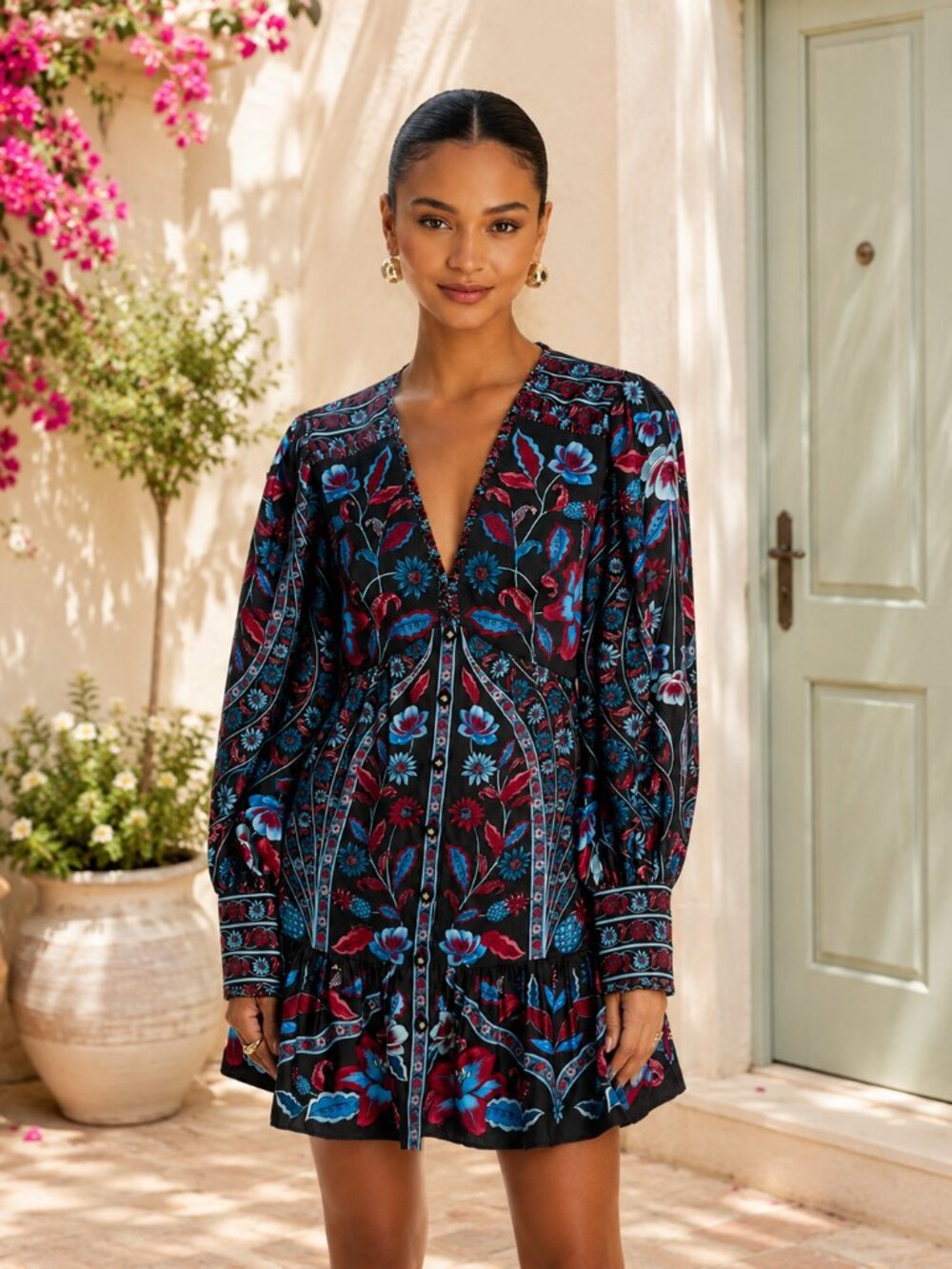 FARM Rio Marcelle Long Sleeve Mini Dress